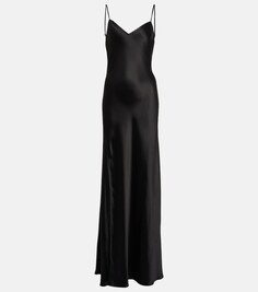 Атласное платье-комбинация макси STAUD, черный