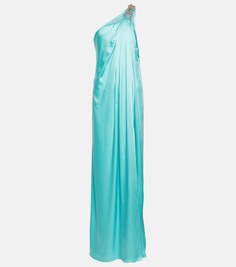 Декорированное атласное платье Falabella STELLA MCCARTNEY, синий