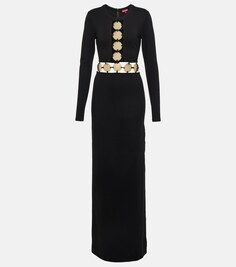 Платье макси Delphine с понте и украшением STAUD, черный