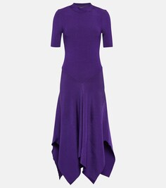 Платье миди из джерси асимметричного кроя STELLA MCCARTNEY, фиолетовый