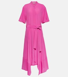 Асимметричное шелковое платье миди STELLA MCCARTNEY, розовый