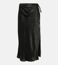 Атласная юбка с запахом ACNE STUDIOS, черный