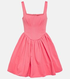 Мини-платье-бюстье с пейзажем из смесового хлопка STAUD, розовый