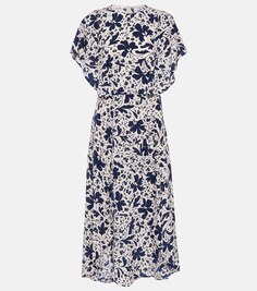 Платье миди из шелка с цветочным принтом STELLA MCCARTNEY, разноцветный