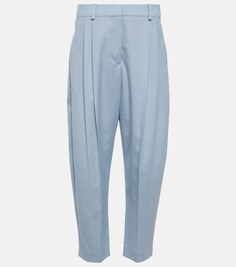 Укороченные шерстяные брюки со складками STELLA MCCARTNEY, синий