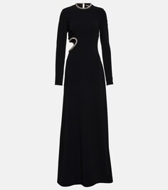 Платье из кади с вырезами, украшенное кристаллами STELLA MCCARTNEY, черный