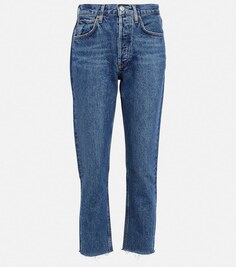 Укороченные прямые джинсы Riley с высокой посадкой AGOLDE, синий