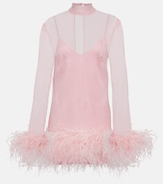 Мини-платье с перьями TALLER MARMO, розовый