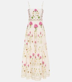 Льняное платье макси Lima с цветочным принтом AGUA BY AGUA BENDITA, розовый