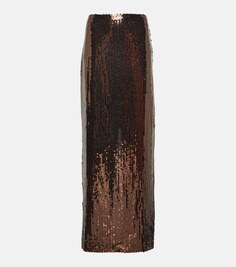 Юбка макси Eva с пайетками TALLER MARMO, коричневый