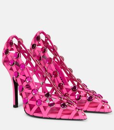 Замшевые туфли-лодочки с кристаллами The Attico, розовый