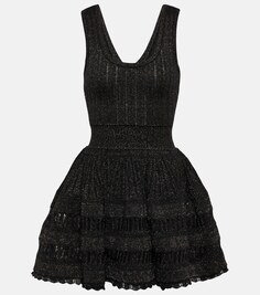 Мини-платье кринолин из смесовой шерсти ALAÏA, черный