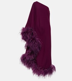 Платье макси Ubud из крепа с отделкой перьями TALLER MARMO, фиолетовый