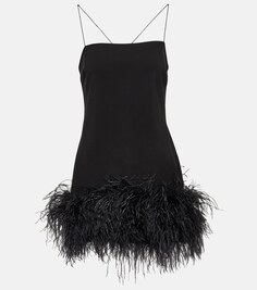 Мини-платье с перьями THE ATTICO, черный
