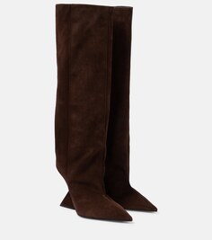 Замшевые кожаные сапоги до колена Cheope 105мм The Attico, коричневый
