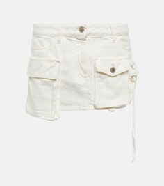 Джинсовая мини-юбка Fay с карманами карго THE ATTICO, белый