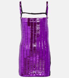 Мини-платье Rue с пайетками THE ATTICO, фиолетовый