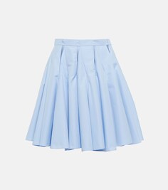Хлопковая мини-юбка с вырезом и высокой посадкой ALAÏA, синий