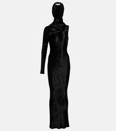 Асимметричное платье с капюшоном ALAÏA, черный
