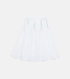 Хлопковая мини-юбка с вырезом и высокой посадкой ALAÏA, белый