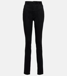 Узкие джинсы с высокой посадкой ALAÏA, черный