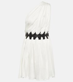 Мини-платье с кожаной отделкой ALAÏA, белый