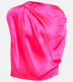 Шелковый топ на одно плечо с драпировкой THE SEI, розовый