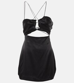 Асимметричное мини-платье из шелкового атласа THE SEI, черный