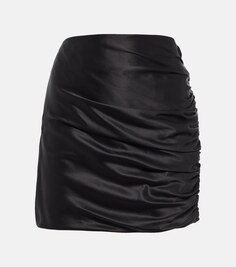 Шелковая мини-юбка с рюшами THE SEI, черный
