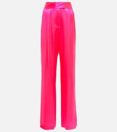 Широкие шелковые брюки с высокой посадкой THE SEI, розовый
