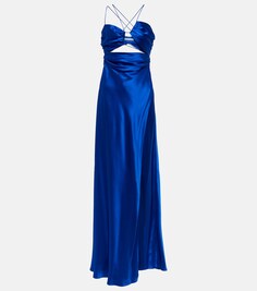 Шелковое платье с асимметричным вырезом THE SEI, синий