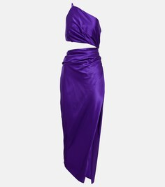 Шелковое платье миди с вырезом на одно плечо THE SEI, фиолетовый