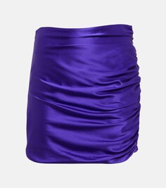 Шелковая мини-юбка с рюшами THE SEI, фиолетовый