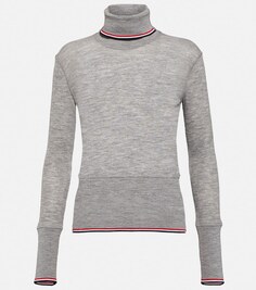 Шерстяной свитер с высоким воротником THOM BROWNE, серый