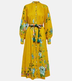 Платье-рубашка миди Dana с цветочным принтом ALÉMAIS, желтый