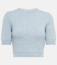Укороченный шерстяной свитер ALAÏA, синий