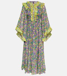 Платье миди Dylan из крепа с цветочным принтом ALÉMAIS, разноцветный