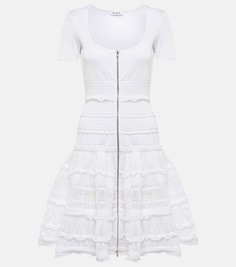 Трикотажное мини-платье на молнии ALAÏA, белый