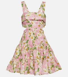 Льняное мини-платье Maia с вырезами ALÉMAIS, розовый