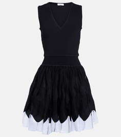 Мини-платье с V-образным вырезом ALAÏA, черный