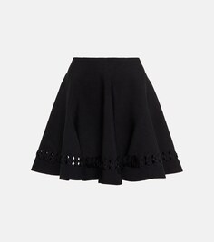 Плетеная мини-юбка с вырезами ALAÏA, черный