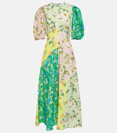 Льняное платье миди Kenzie в технике пэчворк ALÉMAIS, разноцветный