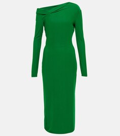 Платье миди из джерси с длинными рукавами TOM FORD, зеленый