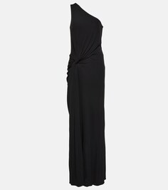 Платье макси из крепового джерси со сборками TOM FORD, черный