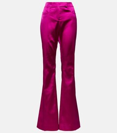 Расклешенные атласные брюки с низкой посадкой TOM FORD, розовый