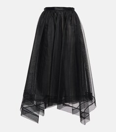 Многоярусная юбка миди асимметричного кроя из тюля ALEXANDER MCQUEEN, черный