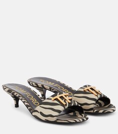 Декорированные сандалии с леопардовым принтом Tom Ford, черный