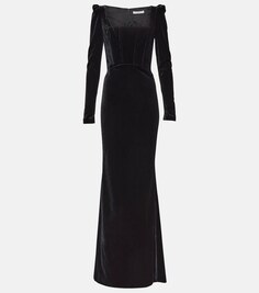 Корсетное бархатное платье ALESSANDRA RICH, черный
