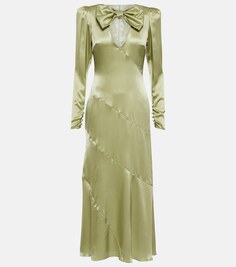 Украшенное шелковое платье ALESSANDRA RICH, зеленый