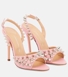 Украшенные кожаные сандалии Alessandra Rich, розовый